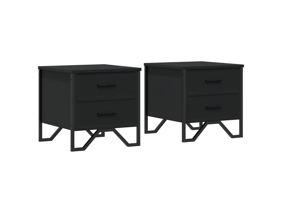 Bedside Cabinet, Bedside Cabinets Vidaxl Preto Madeira Processada (n/a)