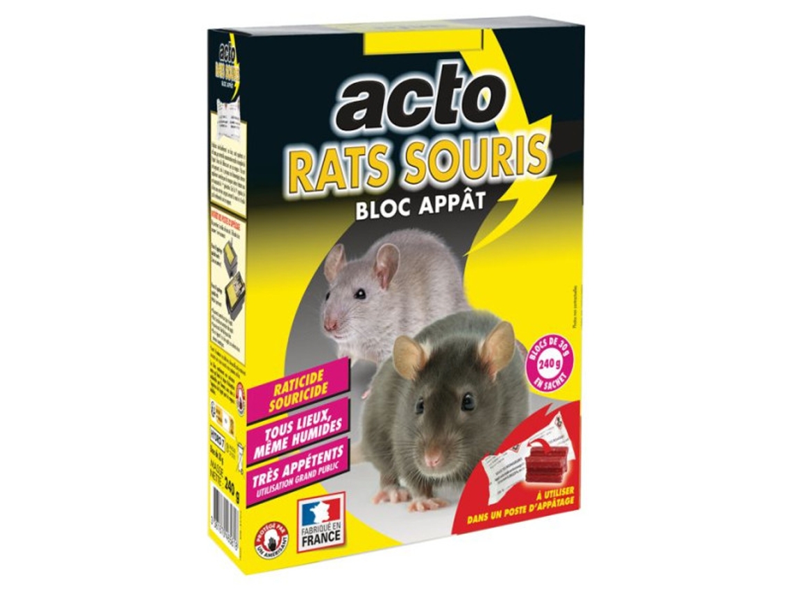 Appât Pour Rats Et Souris ACTO 12 Blocos para 20 G Tres Attractif Dératisation Efficace Poids Total 240 G