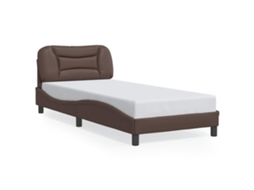 Estrutura de Cama Sem Colchão 90x200 Cm Couro Artificial Castanho MAISON EXCLUSIVE