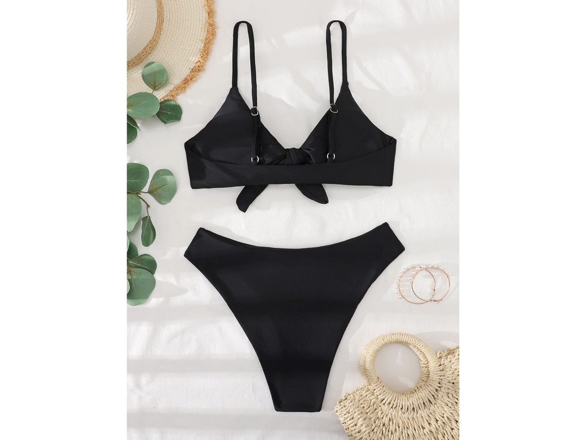Biquíni de Cor Solida Preto S para Mulher Elegante