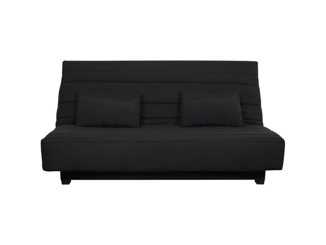 Banco Clic Clac REVEUR de 2 lugares - Tecido preto - Colchão DUNLOPILLO - Cama 188 x 128 cm