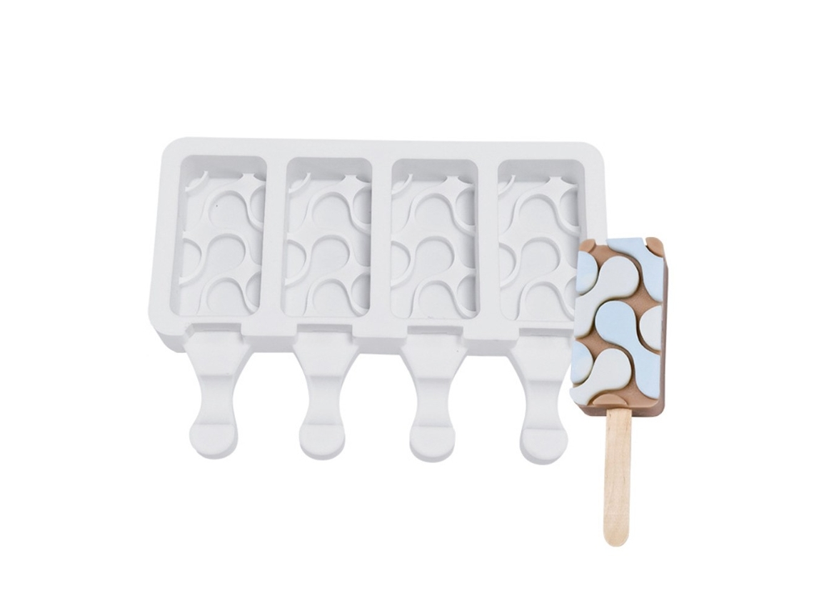 Molde De Sorvete Silicone, Fabricante Picolé Diy 4 Células Para Sobremesa Congelada