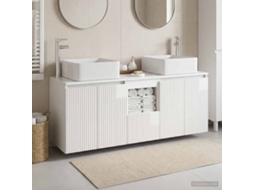 Vidaxl Conjunto De Armários Para Banheiro 3 Unid. Branco Brilhante