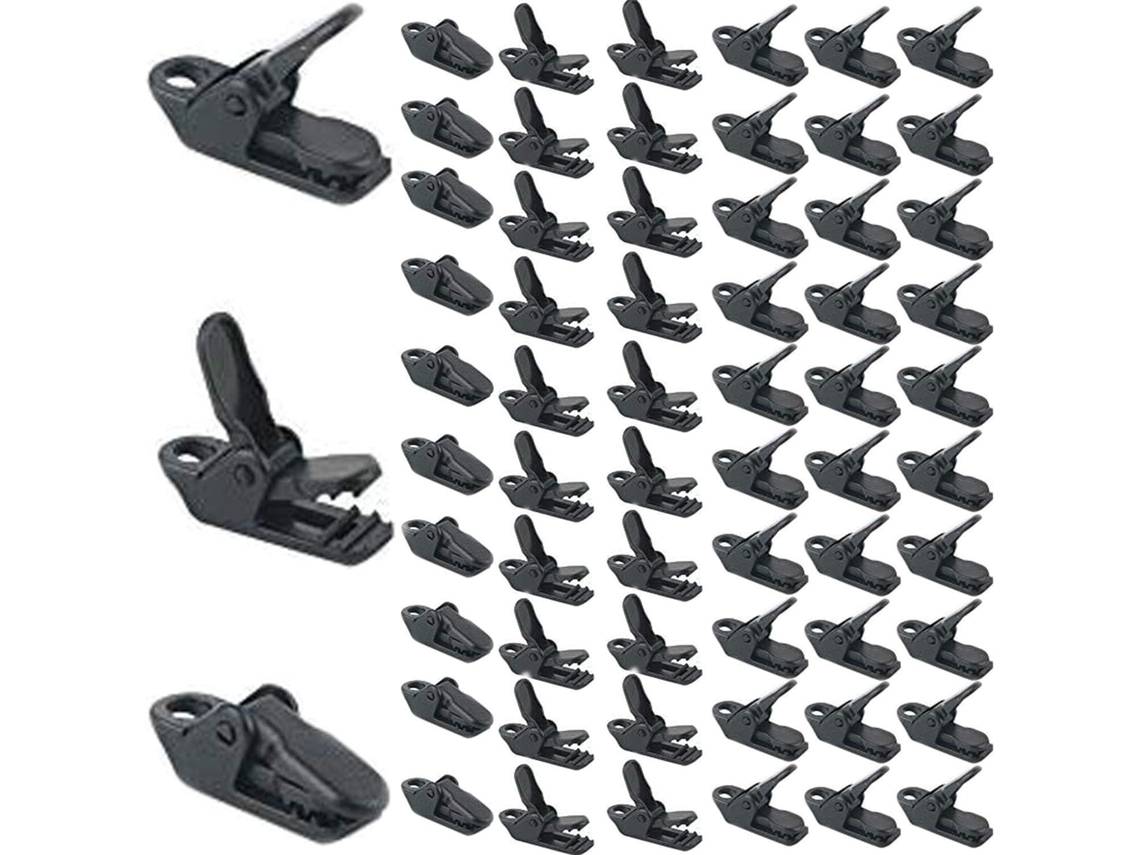 Conjunto de 100 Presilhas Pretas para Tenda, Resistentes ao Vento, Fixadores de Tenda AQUAFORGE