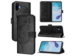 Capa De Couro Para Celular Com Borboleta Em Relevo