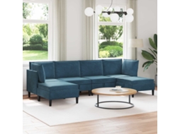 Vidaxl Conjunto De Móveis Para Sala De Estar 6 Unid. Azul Veludo