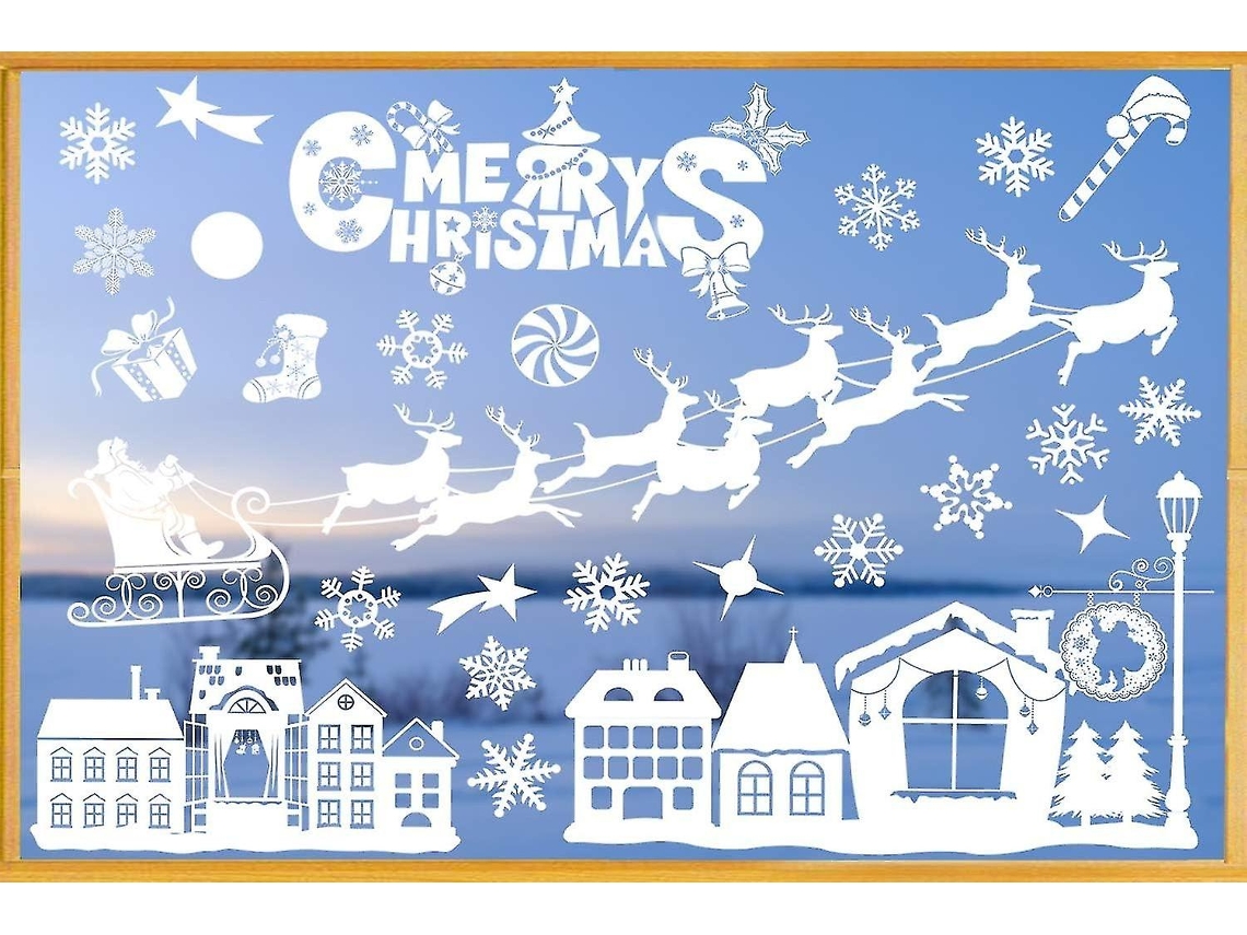 Decorações De Natal Branco, Adesivos De Janela De Natal, Decorações De Janela De Natal, Adesivos De Janela De Natal Olysi Shop