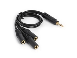 Adaptador Divisor de Áudio Estéreo 3.5mm com Conector Dourado Pvc 1 para 3 para Fones e Dispositivos Móveis