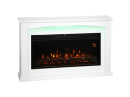 Lareira Elétrica Decorativa De 1000w/2000w Com Efeito De Chama E 5 Níveis De Brilho Ajustáveis, 121x25x77cm, Branca.