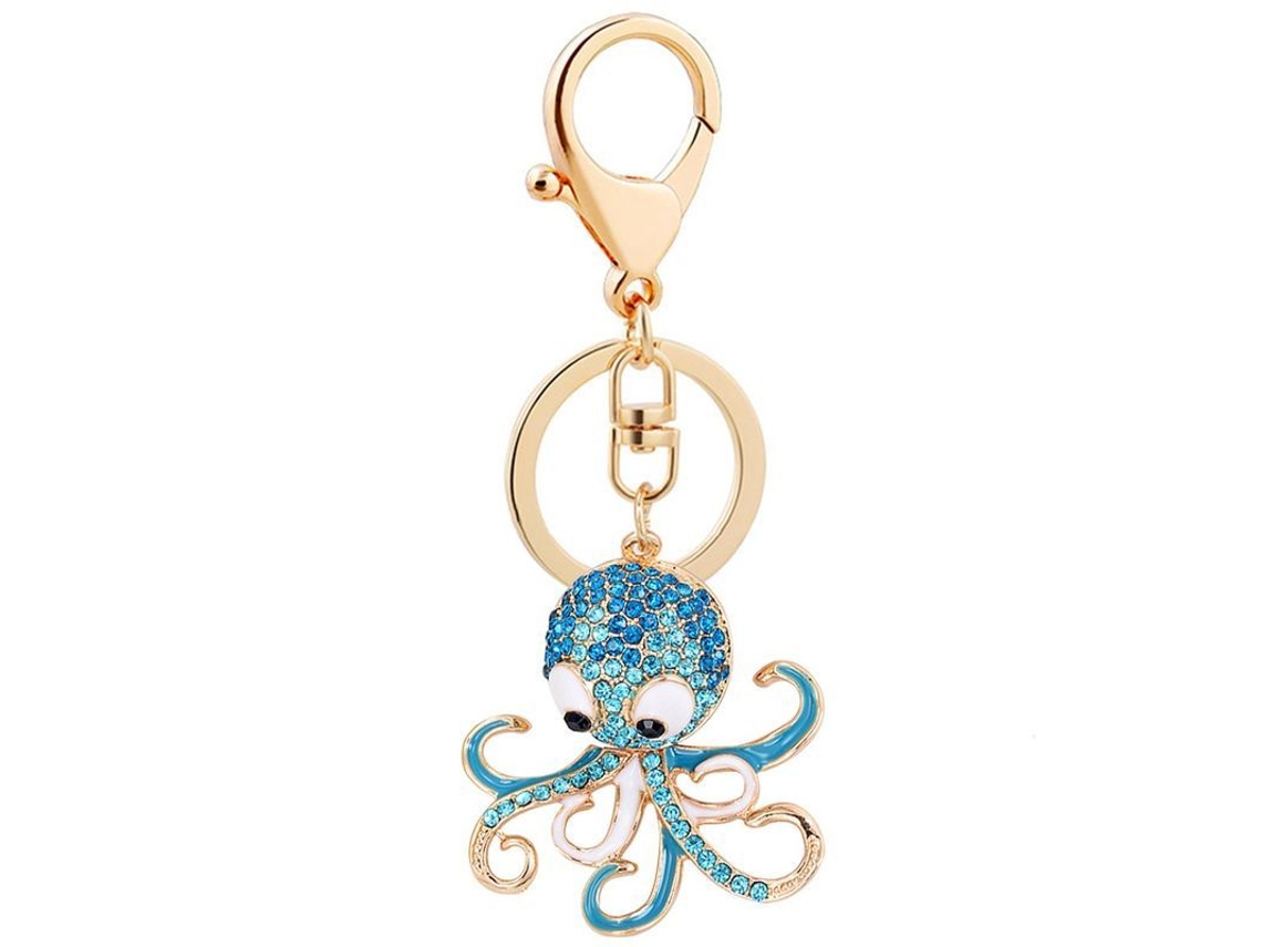 Chaveiro de polvo fofo com strass, acessório para bolsa e carrinho de compras Bl Wdz
