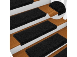 Vidaxl Tapetes De Escada 10 Peças 65x21x4 Cm Pretos Com Borda Retangular