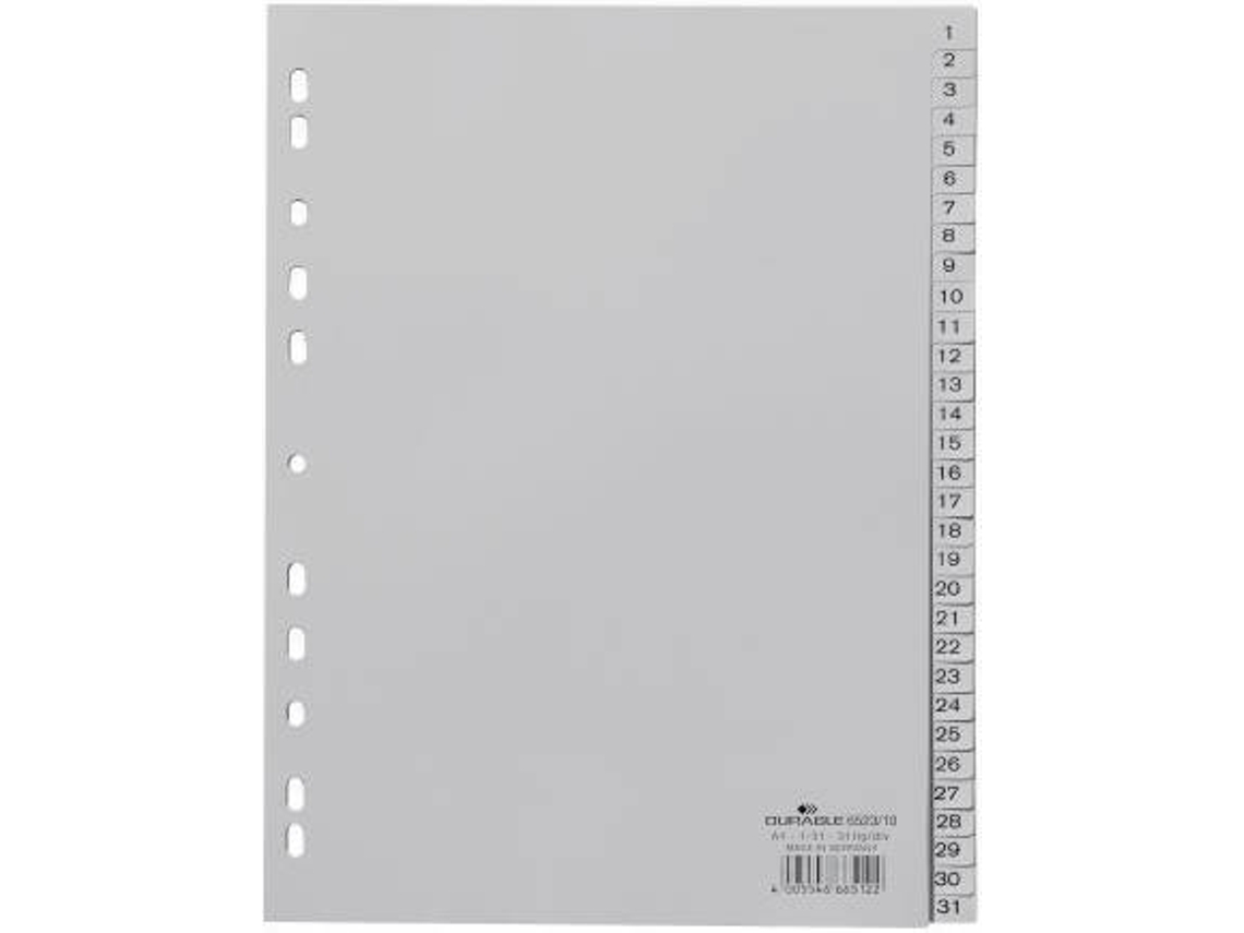 Separador DURABLE (Cinzento - A4 - 23x29.7cm - Polipropileno)