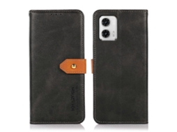 Capa De Celular Flip Em Couro Texturizado De Vaca Bicolor Khazneh Para Motorola Moto G73 5g