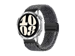 Pulseira de nylon trançada com data magnética GT6 compatível com Huawei Watch5, Samsung Galaxy Watch7, Xiaomi S4 e Garmin