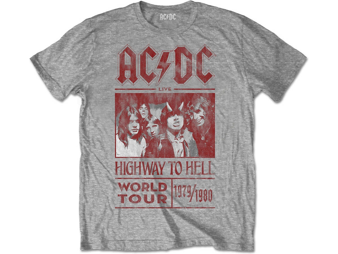 T-Shirt AC/DC Highway to Hell World Tour 1979/1980 Special Edition Cinzenta L