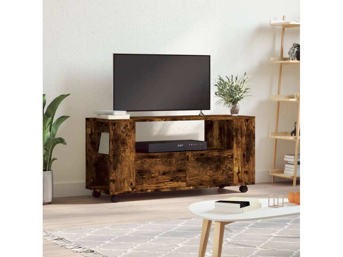 Vidaxl Móvel De Tv 102x34,5x43 Cm Derivados Madeira Carvalho Fumado