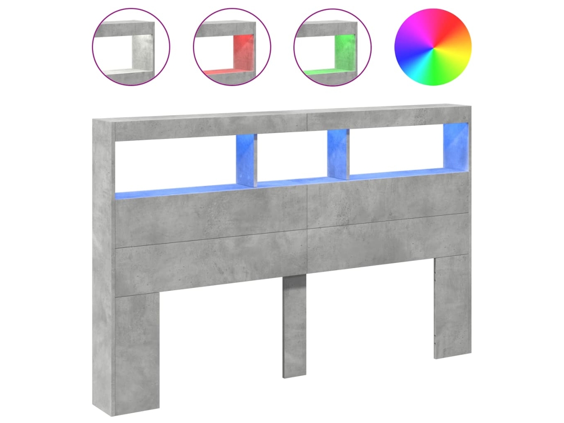 Headboard Cabinet, Headboard Cabinets Vidaxl Cinzeto Madeira Processada (160 X 17 X 102 Cm)