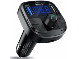 Transmissor Fm para Carro Bluetooth 5.0 Transmissor de Áudio Sem Fio Carregador para Carro YIZHOOD Preto