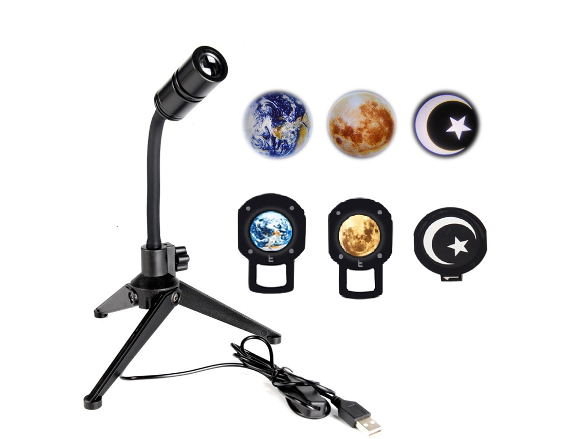 Lâmpada Projetora 3d Lua Terra Led Rotativa 360° Usb Decorativa S/MARCA