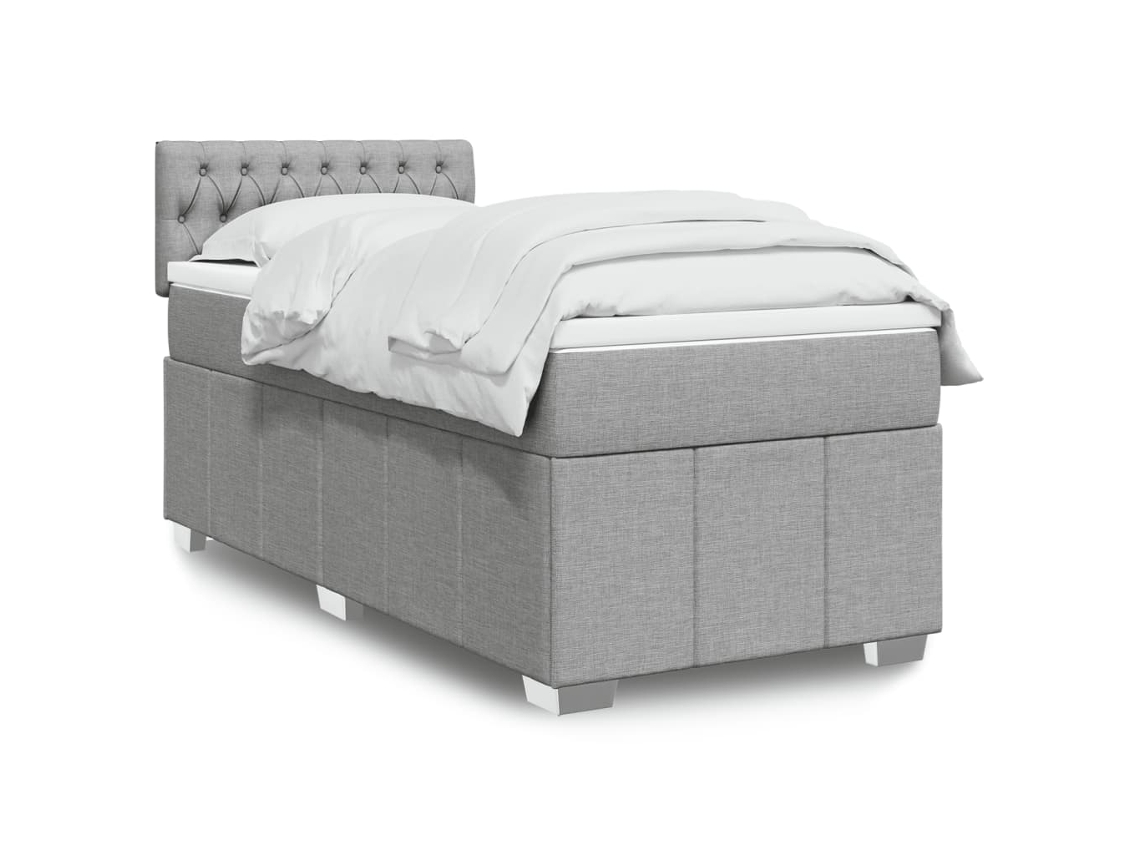 Vidaxl Cama Com Molas/colchão 100x200 Cm Tecido Cinzento-claro