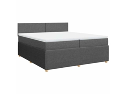Cama com Molas/Colchão 200x200 Cm em Tecido Cinzento Escuro MAISON EXCLUSIVE