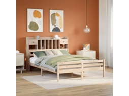 Cama Com Estante Sem Colchão 150x200 Cm Pinho Maciço