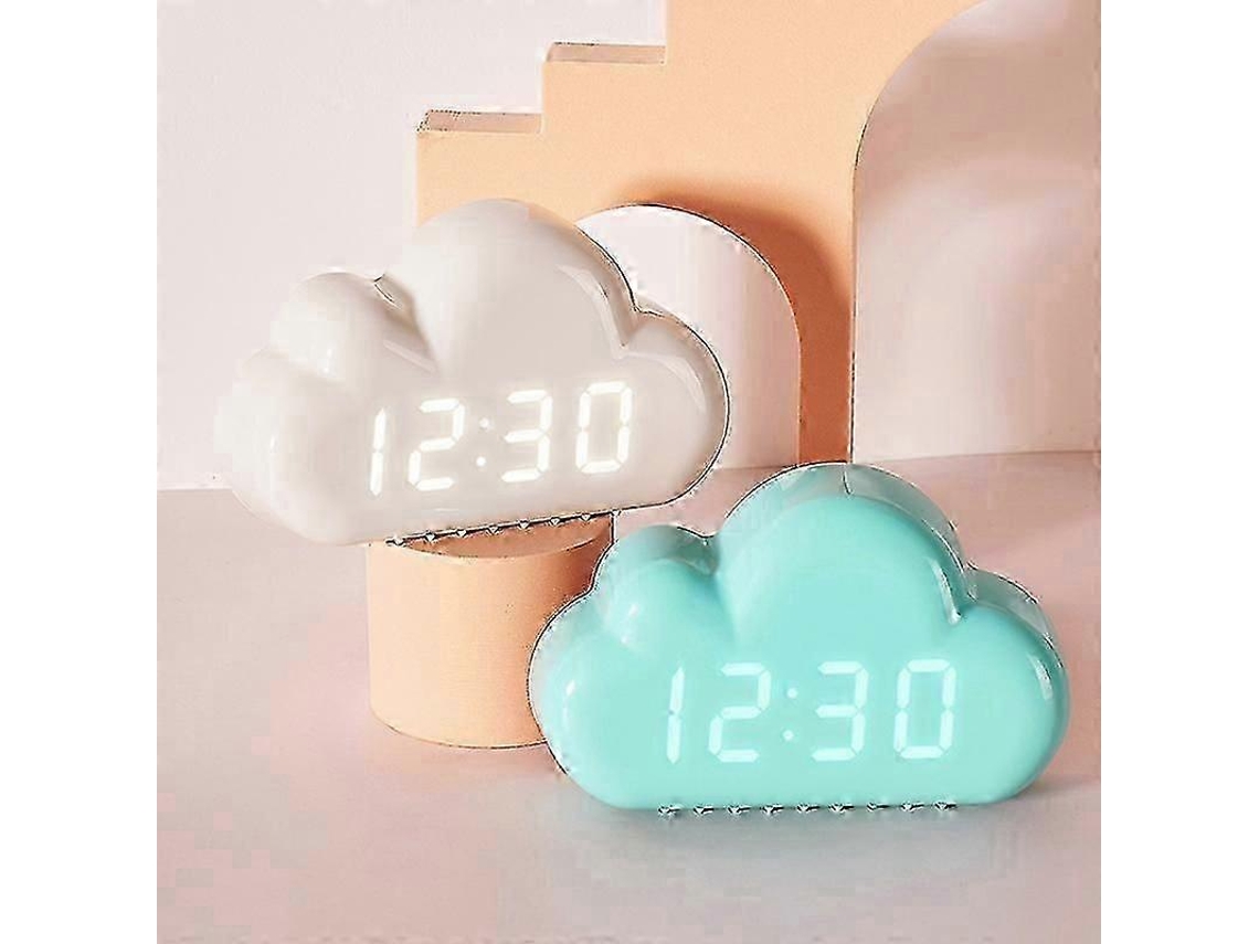 Cute Cloud Shape Voice-activated Led Bedside Alarm Clockwhite