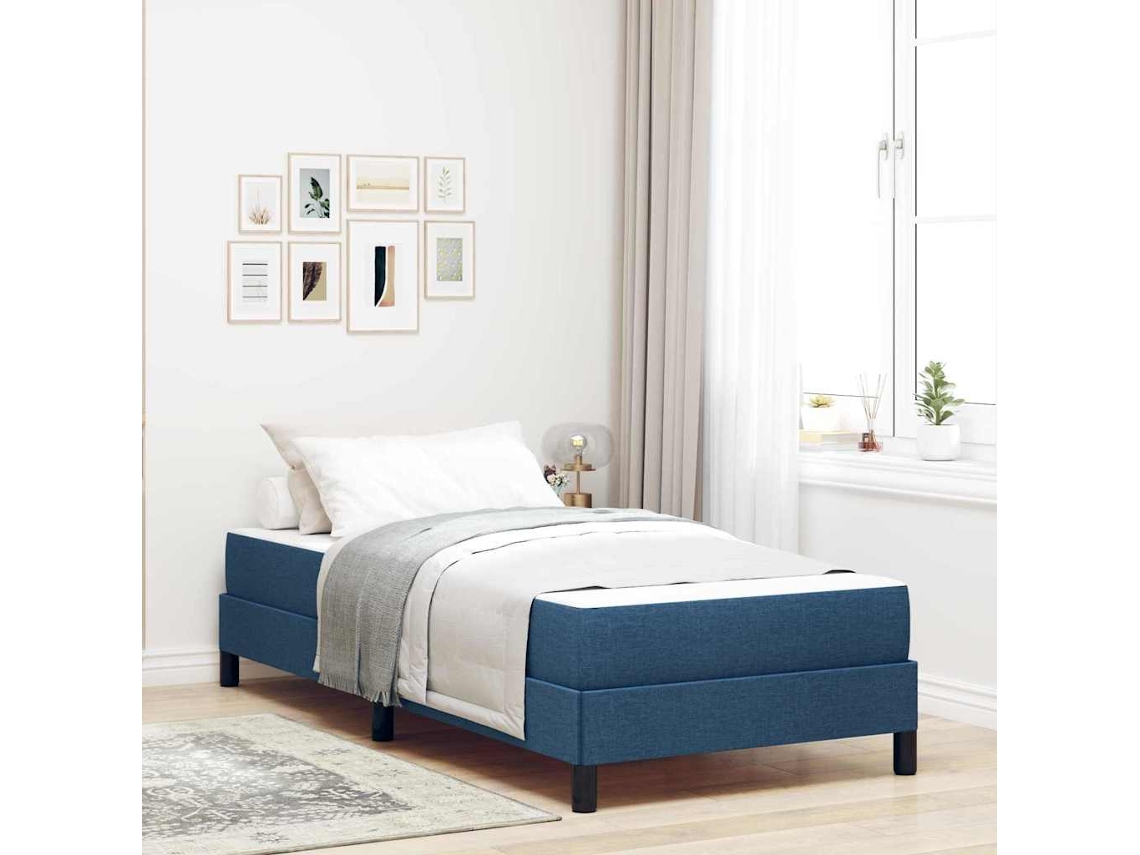 Vidaxl Cama Box Azul 90 X 190 Cm Tecido