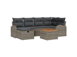 Conjunto 7 Conjunto De Sofá De Jardim Vidaxl Cinzento Vime Pe (55 X 55 X 37 Cm)