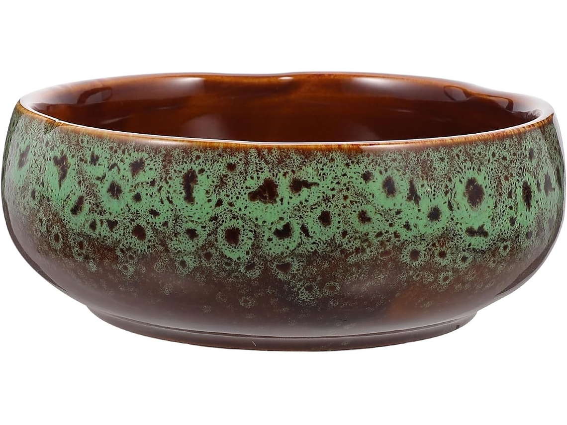Vaso Hidropônico Redondo E Raso De Cerâmica, Ideal Para Narcisos E Nenúfares. Perfeito Para Decoraçã
