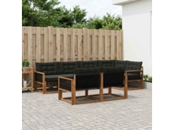 Vidaxl Conjunto De Sofás Para Exterior 7 Pcs Natural E Preto
