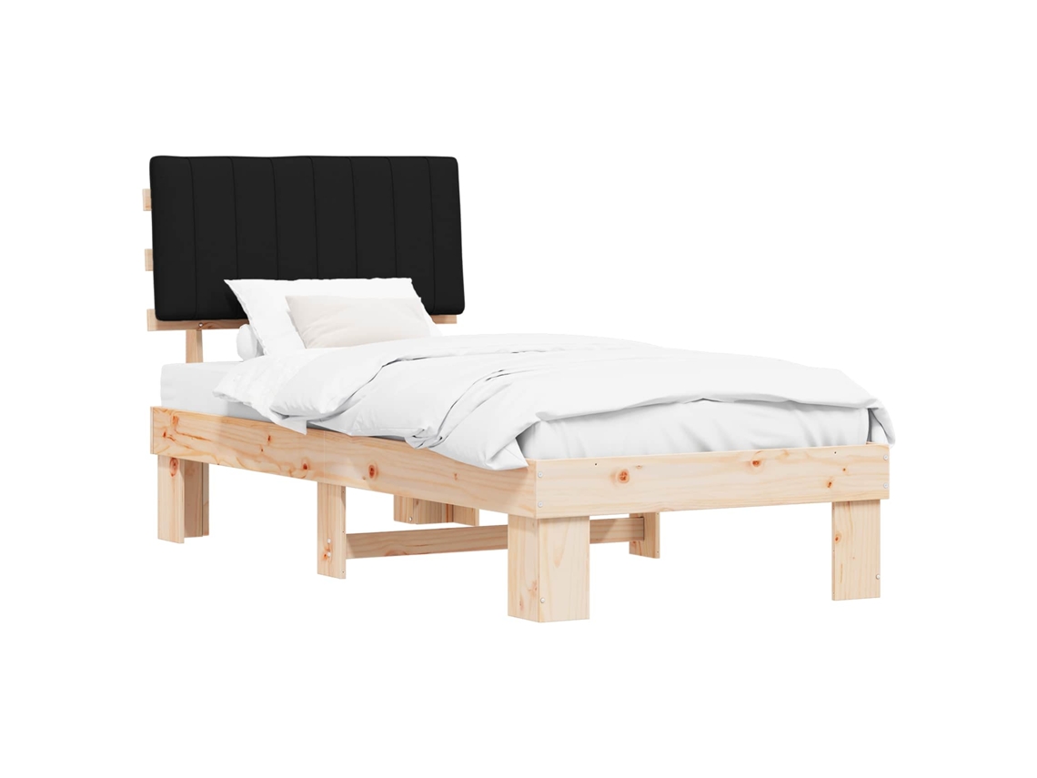 Conjunto 1 Estrutura Da Cama Vidaxl Preto Madeira De Pinho Maciça (90 X 200 Cm)