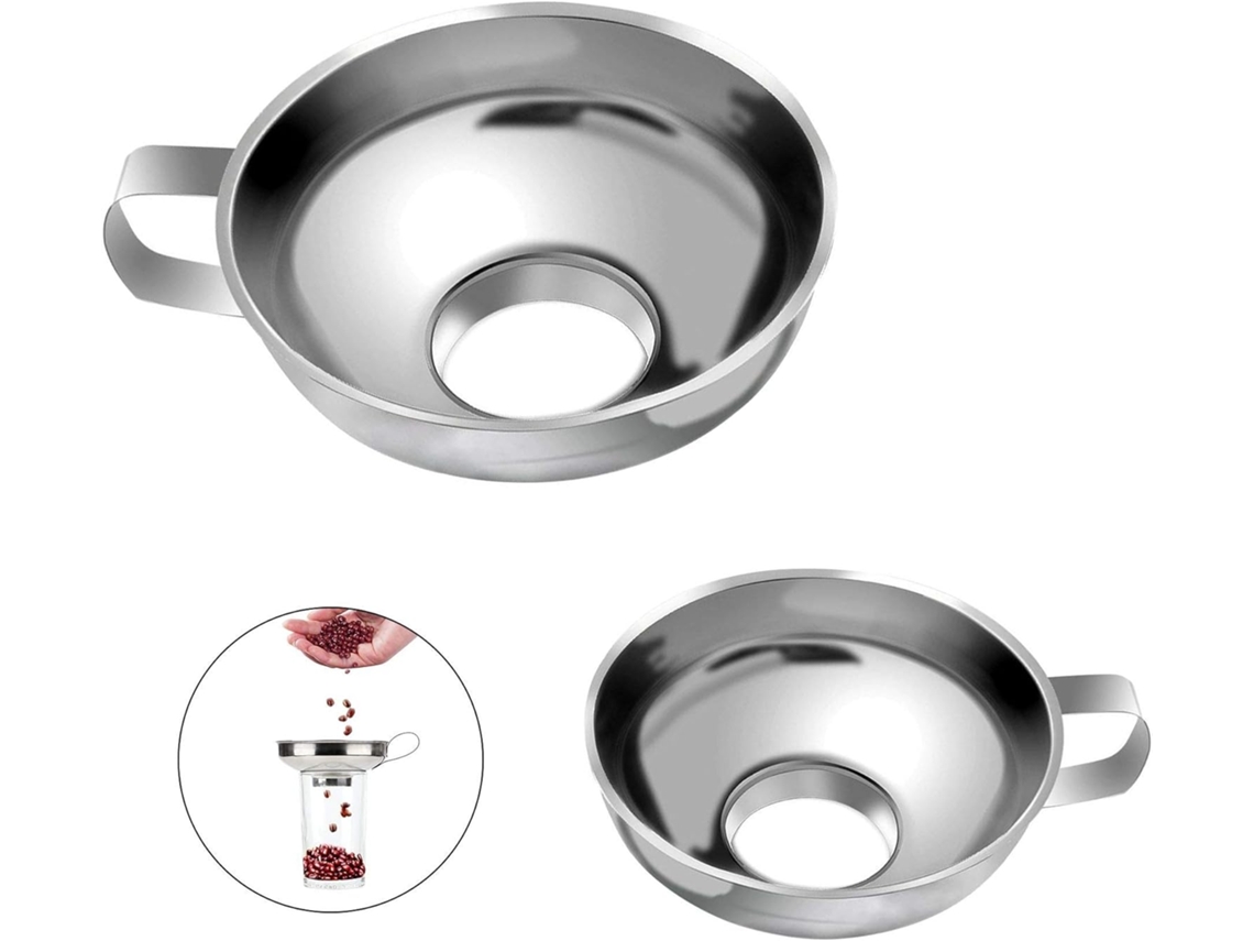 Funil De Aço Inoxidável Para Geleias(2 Unidades), Funil De Cozinha Para Conservas, Ideal Para Transportar Líquidos, Óleos, Pós, Feijões E Geleias