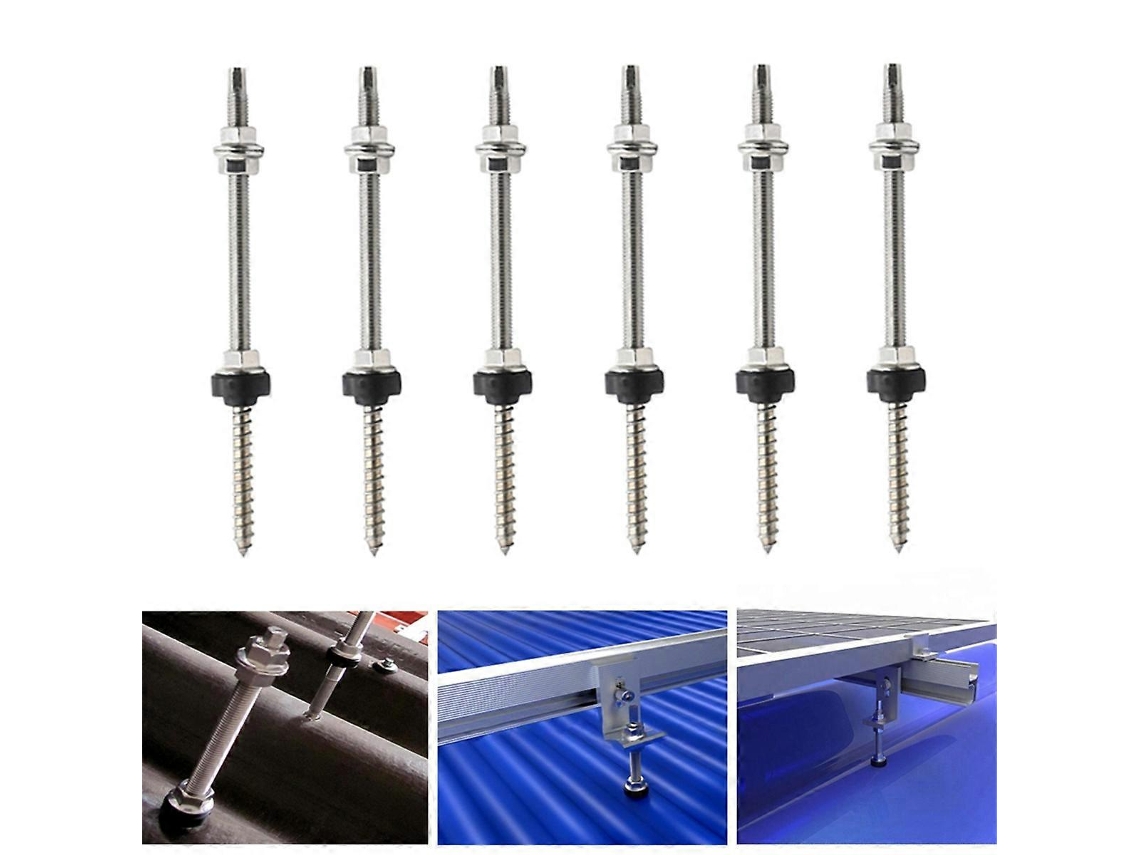 Pacote Com 6 Parafusos De 25 Cm Para Fixação De Painéis Solares, Parafusos M10 Para Montagem Em Telhados De Painéis Solares Olysi Shop