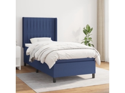 Vidaxl Cama Com Molas/colchão 90x200 Cm Tecido Azul