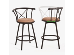 Conjunto De 2 Bancos De Bar Industriais Giratórios Com Encosto Em Tecido Marrom Hailey 24 Meubles Cosy