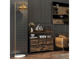 Cômoda Com 5 Gavetas E Prateleiras Dobráveis E Removíveis Em Tecido, 98 X 29 X 85 Cm, Marrom Rústico.