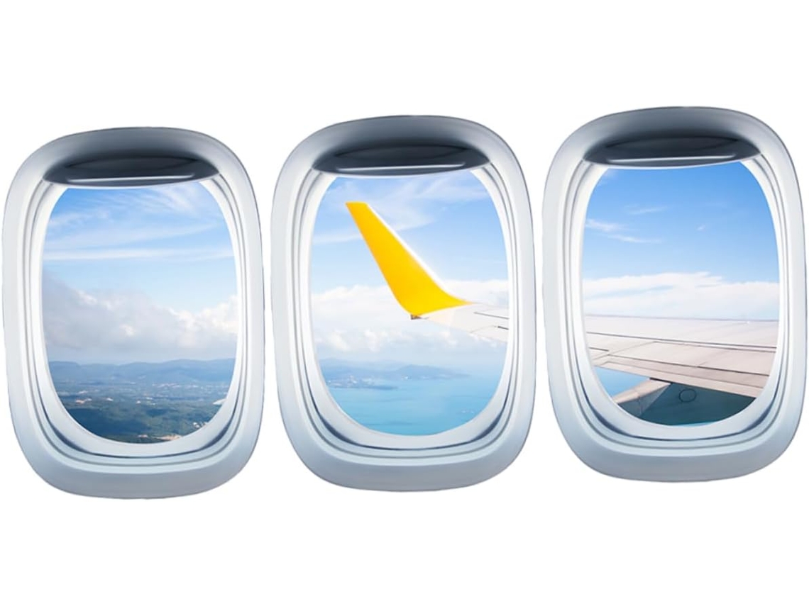 Adesivo De Parede Falso Com 3 Folhas, Imitação De Janela De Avião. Decoração De Parede Com Janela De Gokoco