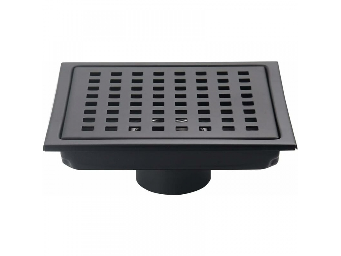 Ralo de Chuveiro quadrado preto fosco 15x15cm AQUAFORGE