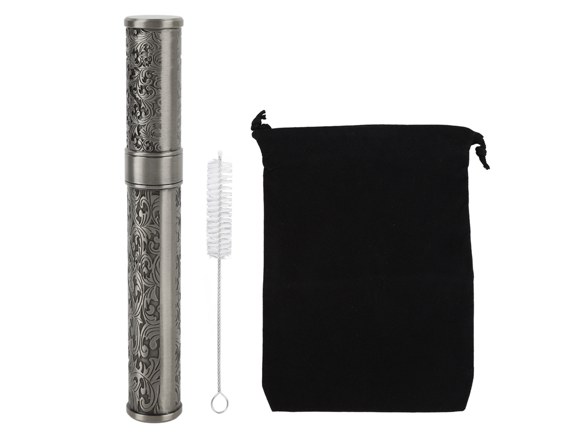 Tubo De Metal Impermeable Grabado Para Camping Y Viajes, Almacenaje Portátil Gris