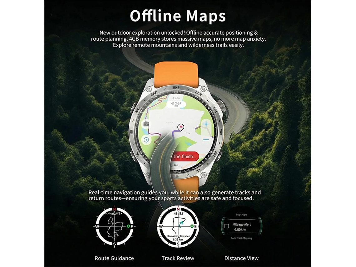 Relógio Inteligente Chronus Amoled De 1,43 Polegadas Com Gps E Mapas Offline Laranja