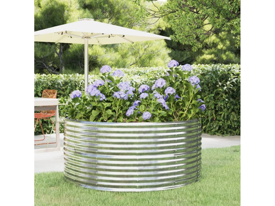 Vidaxl Canteiro Elevado Jardim 140x140x68 Aço Galvanizado Prateado