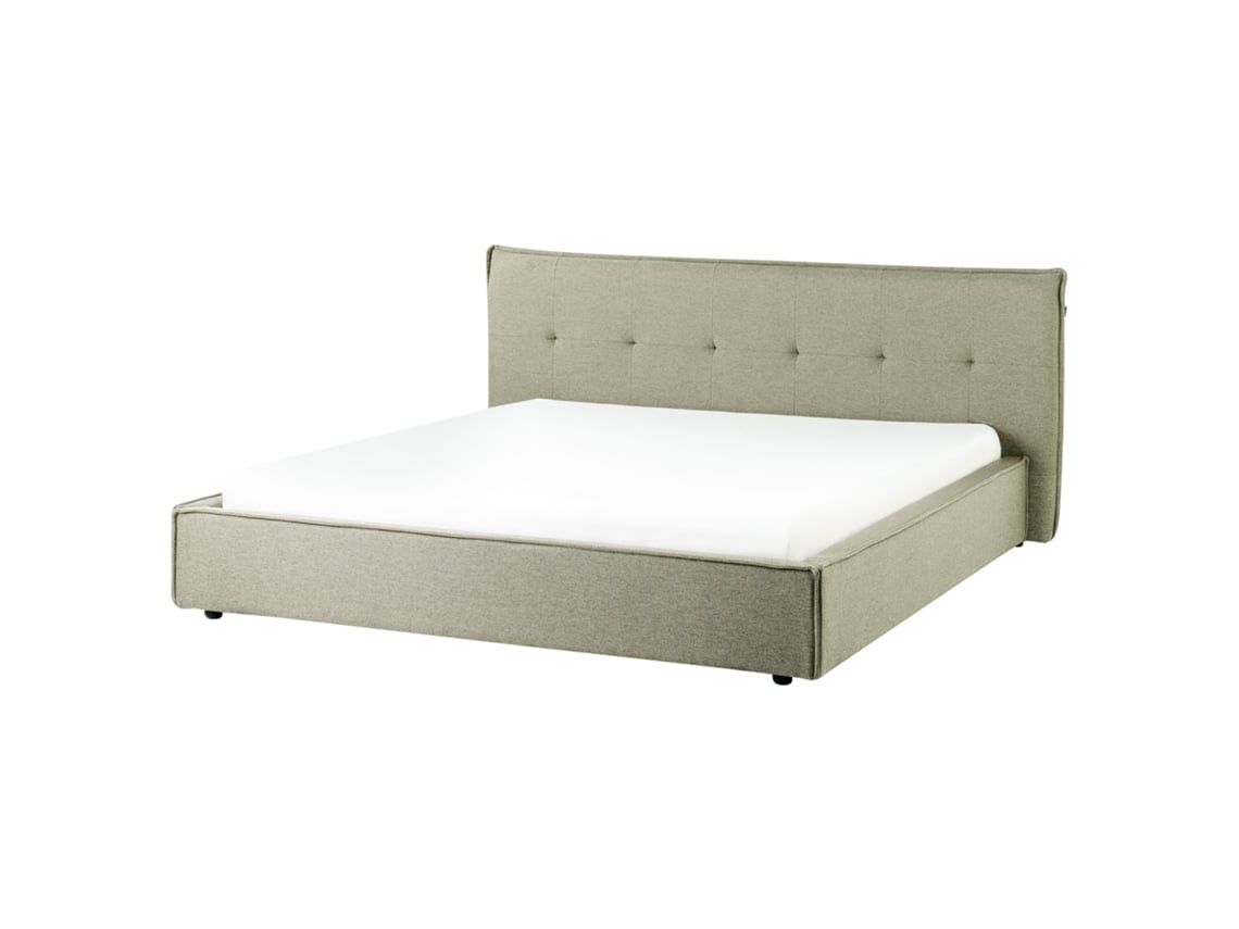 Cama De Casal Beliani Lestre De Linho Verde 221x221x95