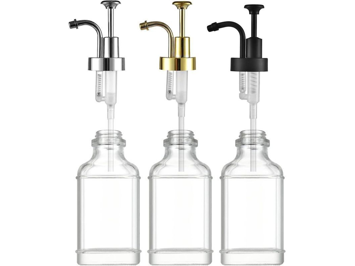 Dispenser De Xarope De Café Em Vidro Com Bomba Dourada, 2 Unidades, 500ml, Fácil De Limpar E Usar, Para Vários Usos Prata