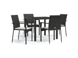 Garden Dining Set, Garden Dining Sets Vidaxl Preto Rattan / Vime (90 Cm Table Length)