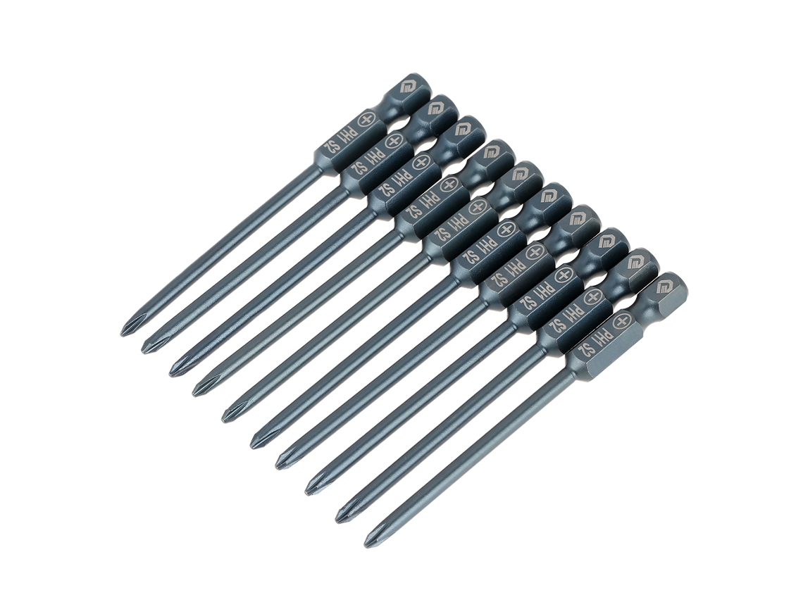 Conjunto de 10 Pontas de Parafusadeira Cruz Ph1 em Aço S2 75mm | S/MARCA