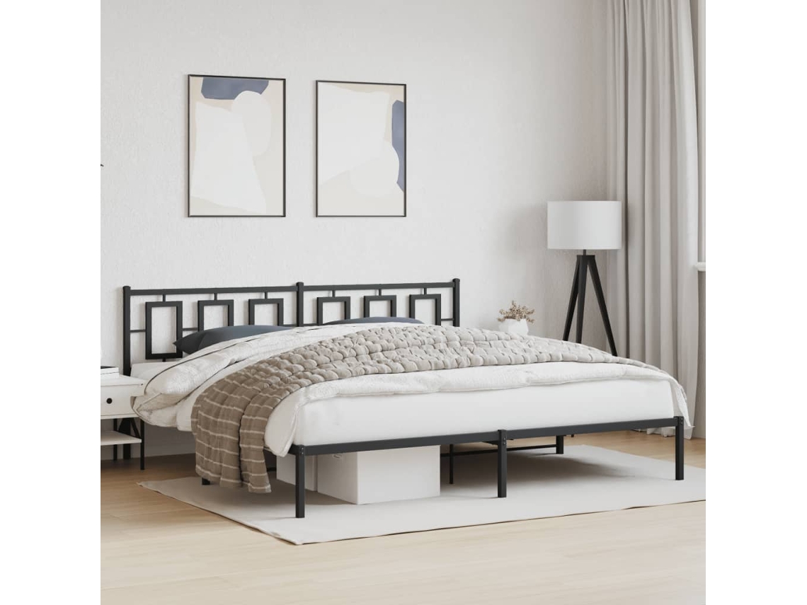 Vidaxl Estrutura De Cama Com Cabeceira 193x203 Cm Metal Preto