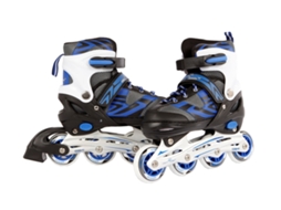 Patins Em Linha Ajustáveis, Estrutura De Alumínio Azul E Preta, Tamanhos 35 A 38, Para Crianças. Van Manen