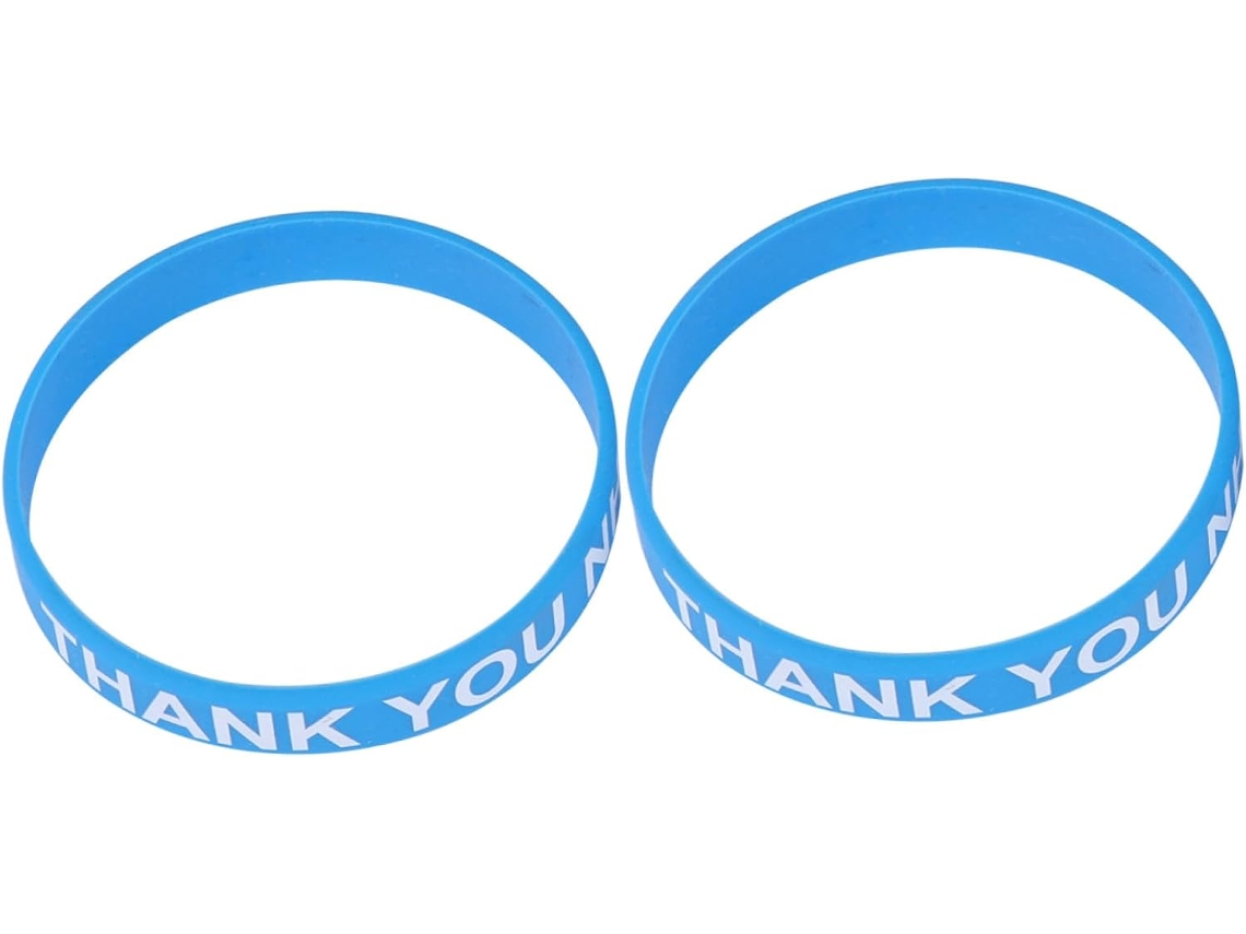 Pulseira de agradecimento em silicone azul claro Doitool, conjunto de 2 peças, pulseira decorativa simples para