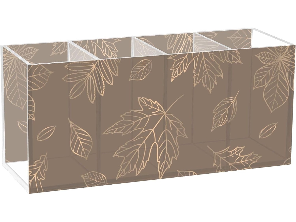 Porta canetas de Mesa em Acrílico Marrom Escuro Frodotgv com 4 Compartimentos Porta lápis Plástico Transpare